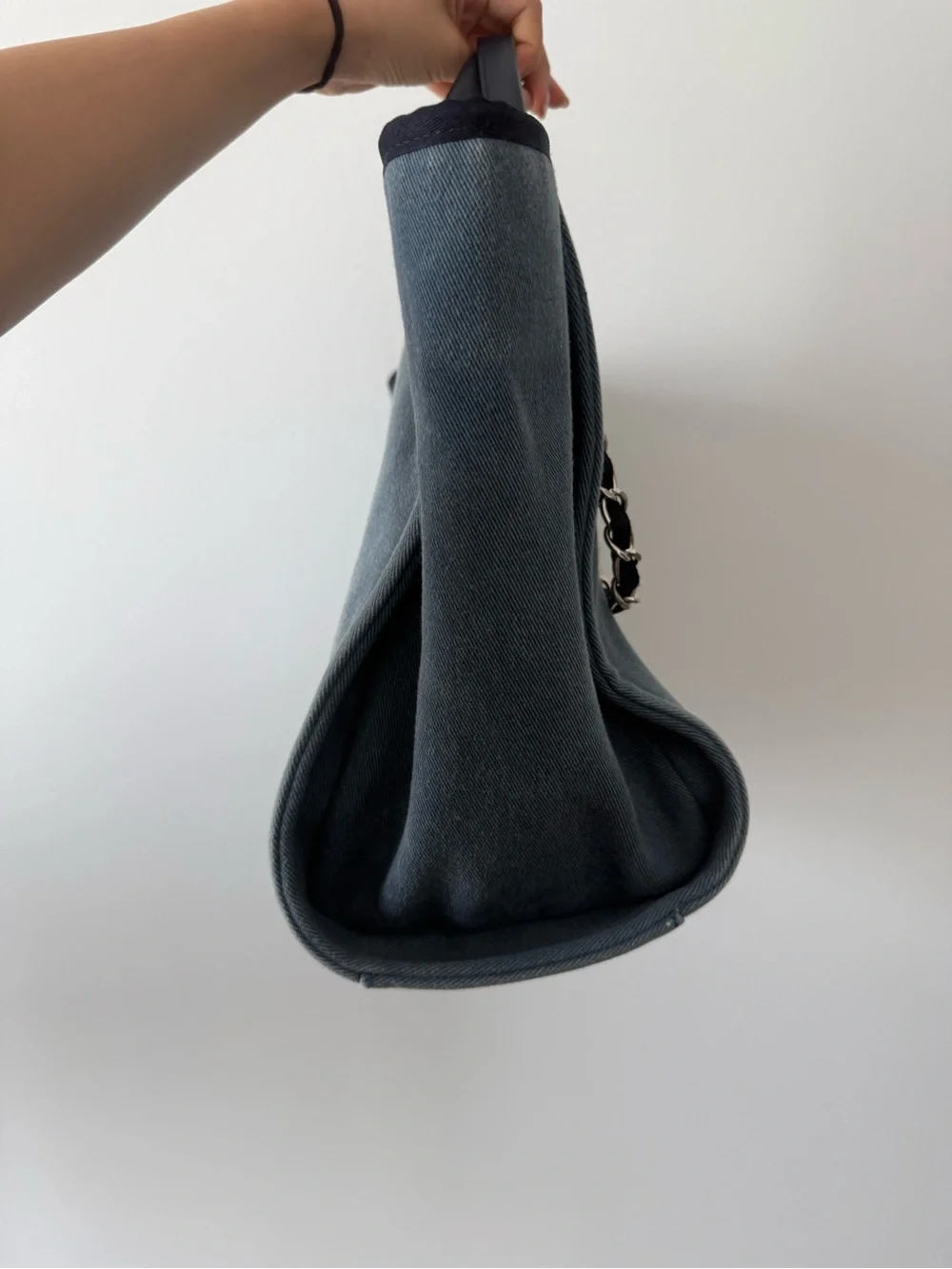 CHANEL Denim Blue Canvas Medium Deauville Sequins Tote